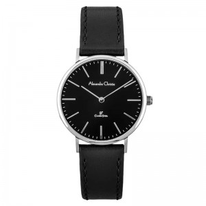 Alexandre Christie AC 8490 Silver Black Leather Lady LHLSSBA